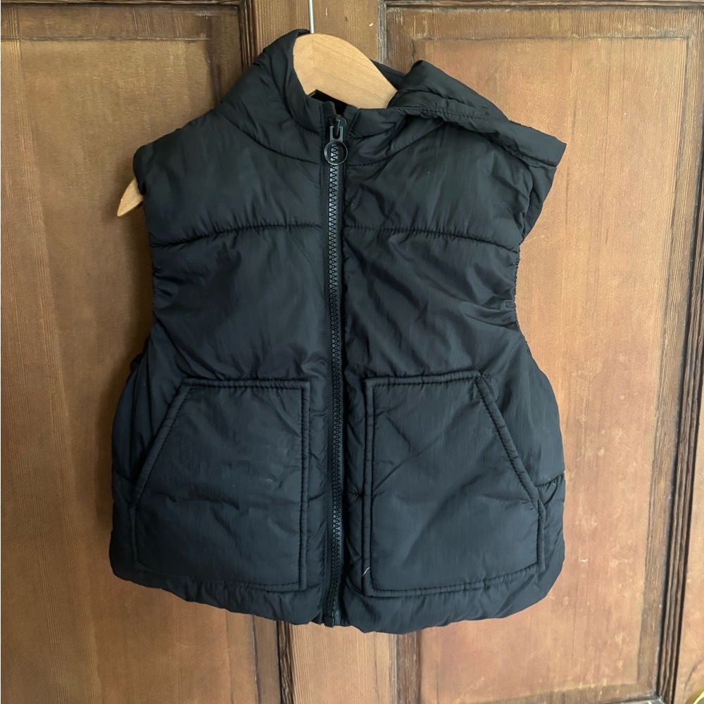 Zara Kids Toddler Black Hooded Puffer Vest